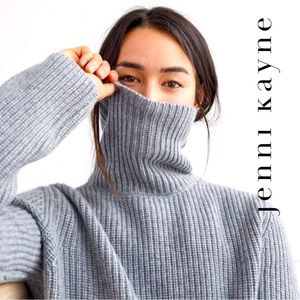 Jenni Kayne Ribbed Turtleneck Sweater in Gray